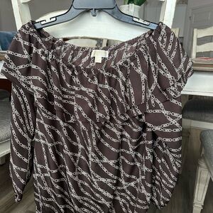 Michael Kors Black and White Chain Print Blouse
